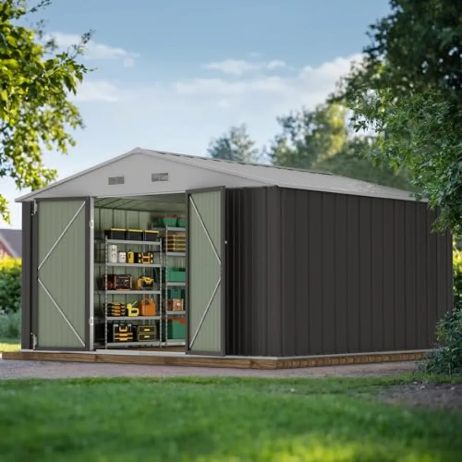 10 x 10 FT Outdoor Storage Shed, Large Metal Garden Shed Grey
10 x 10 FT Outdoor Storage Shed, Large Metal Garden Shed Grey