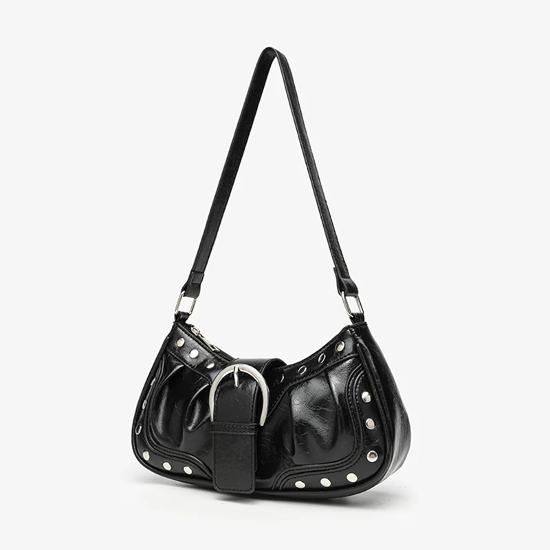Модные женские сумки через плечо из искусственной кожи, мягкие сумочки и клатчи для женщин, сумка-полумесяц в стиле панк с заклепками, черная, качественные подарки для женщин
Модные женские сумки через плечо из искусственной кожи, мягкие сумочки и клатчи для женщин, сумка-полумесяц в стиле панк с заклепками, черная, качественные подарки для женщин