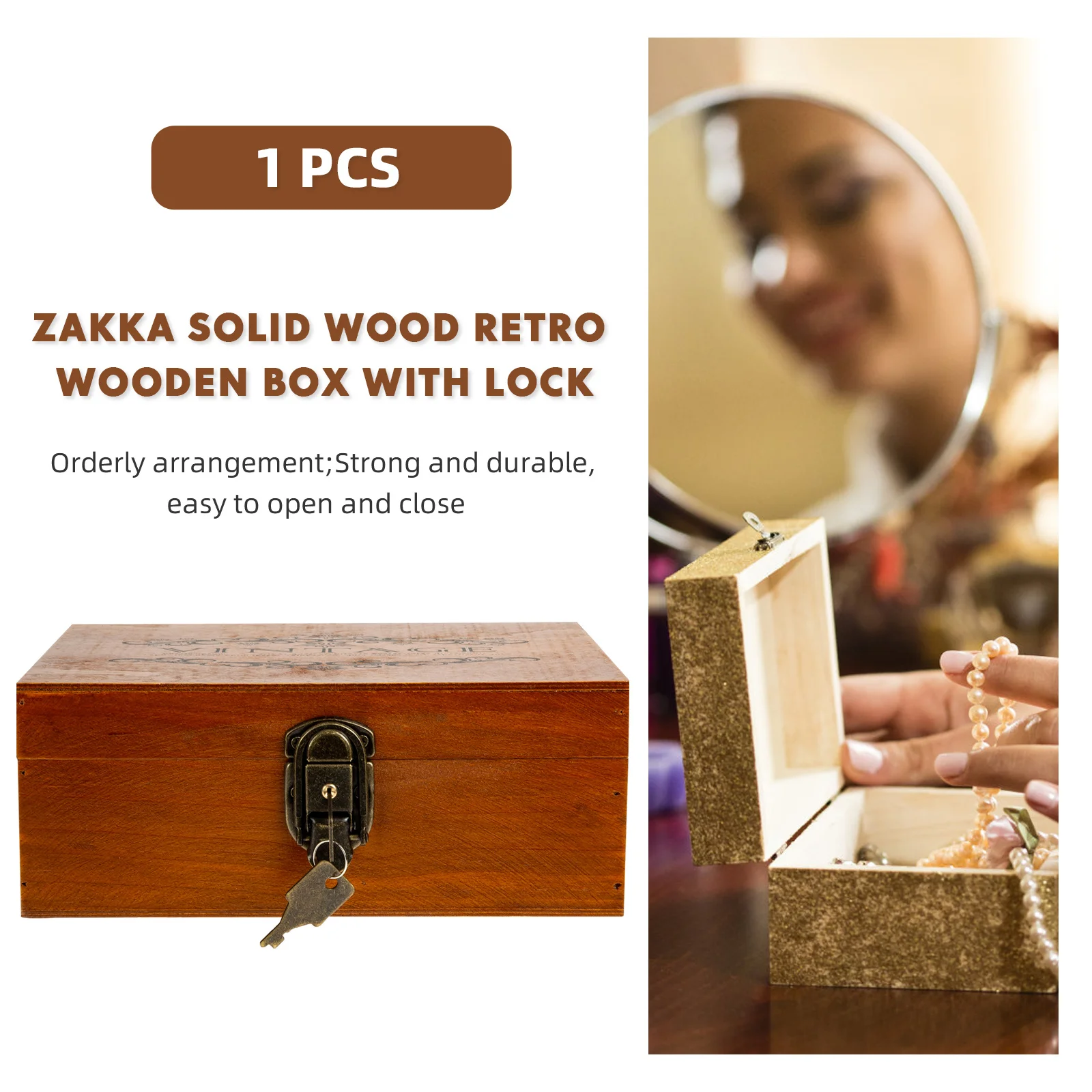 Solid Wood Jewelry Box With Lock Vintage Wooden Storage Case For Rings Necklaces Earrings Bracelets Organizer Dustproof Gift 
Solid Wood Jewelry Box With Lock Vintage Wooden Storage Case For Rings Necklaces Earrings Bracelets Organizer Dustproof Gift