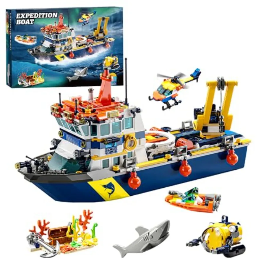 782 Pieces City Ship Building Blocks Sets, Ocean Exploration Team Building Toys, Expedition Boat Model Kits
782 Pieces City Ship Building Blocks Sets, Ocean Exploration Team Building Toys, Expedition Boat Model Kits