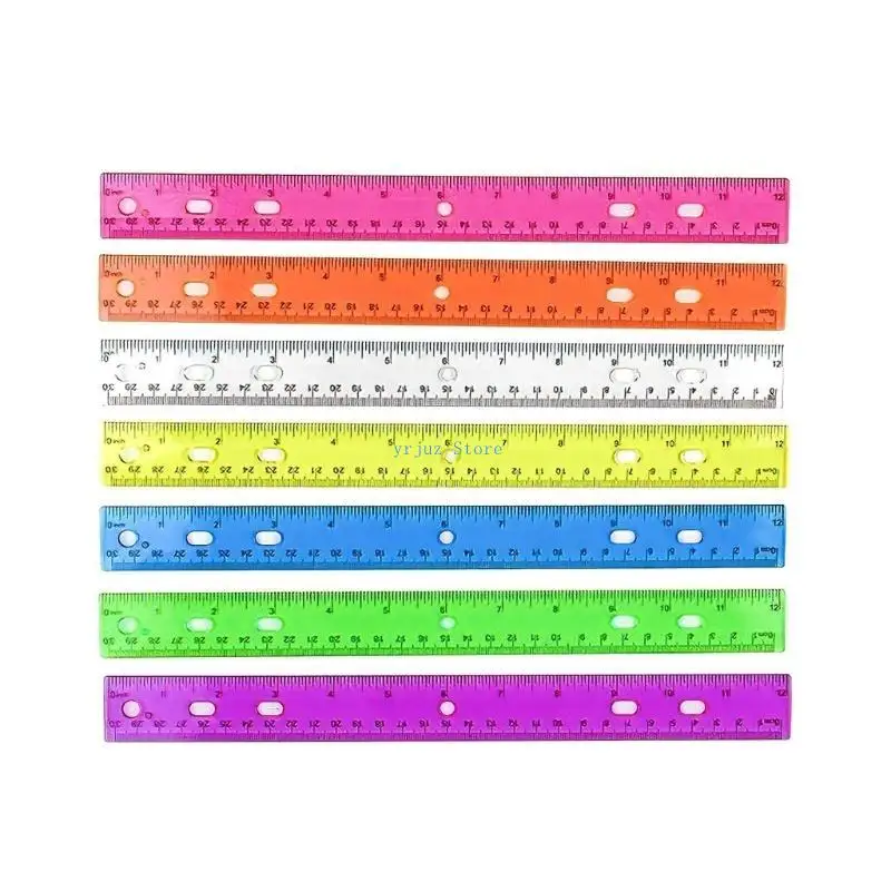 583D 12Inch Straight Ruler with Hole Clear Colorful Rulers Math Ruler Measuring Tool Inches Centimeters Scaled Drawing Ruler
583D 12Inch Straight Ruler with Hole Clear Colorful Rulers Math Ruler Measuring Tool Inches Centimeters Scaled Drawing Ruler