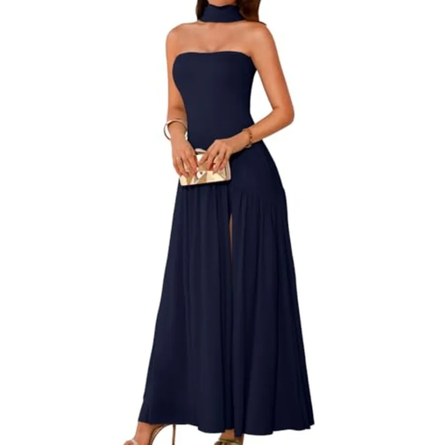 ChiaoLezhee Women's Maxi Tube Dress with Scarf, Drop Waist High Slit Formal Prom, Wedding Guest Cocktail Party Gown
ChiaoLezhee Women's Maxi Tube Dress with Scarf, Drop Waist High Slit Formal Prom, Wedding Guest Cocktail Party Gown