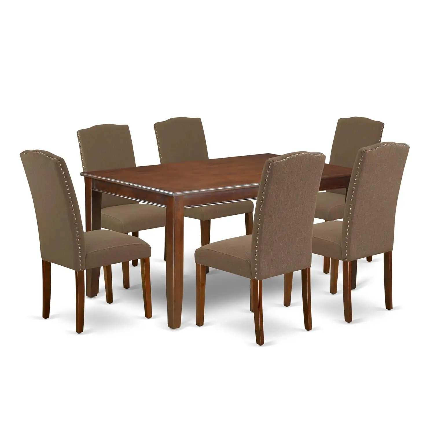 7 Piece Dining Set Rectangle Table & 6 Linen Parson Chairs 36x60 Inch Mahogany Customized
7 Piece Dining Set Rectangle Table & 6 Linen Parson Chairs 36x60 Inch Mahogany Customized