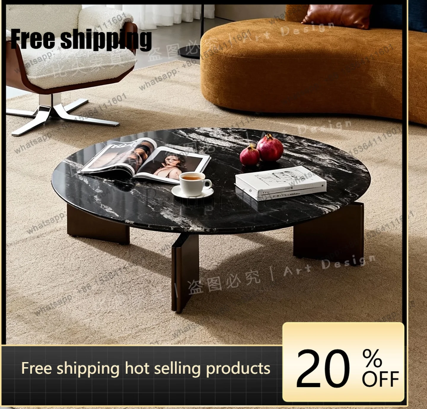 Minimalist natural luxury stone coffee table black marble high-end large flat-floor villa designer customization
Minimalist natural luxury stone coffee table black marble high-end large flat-floor villa designer customization