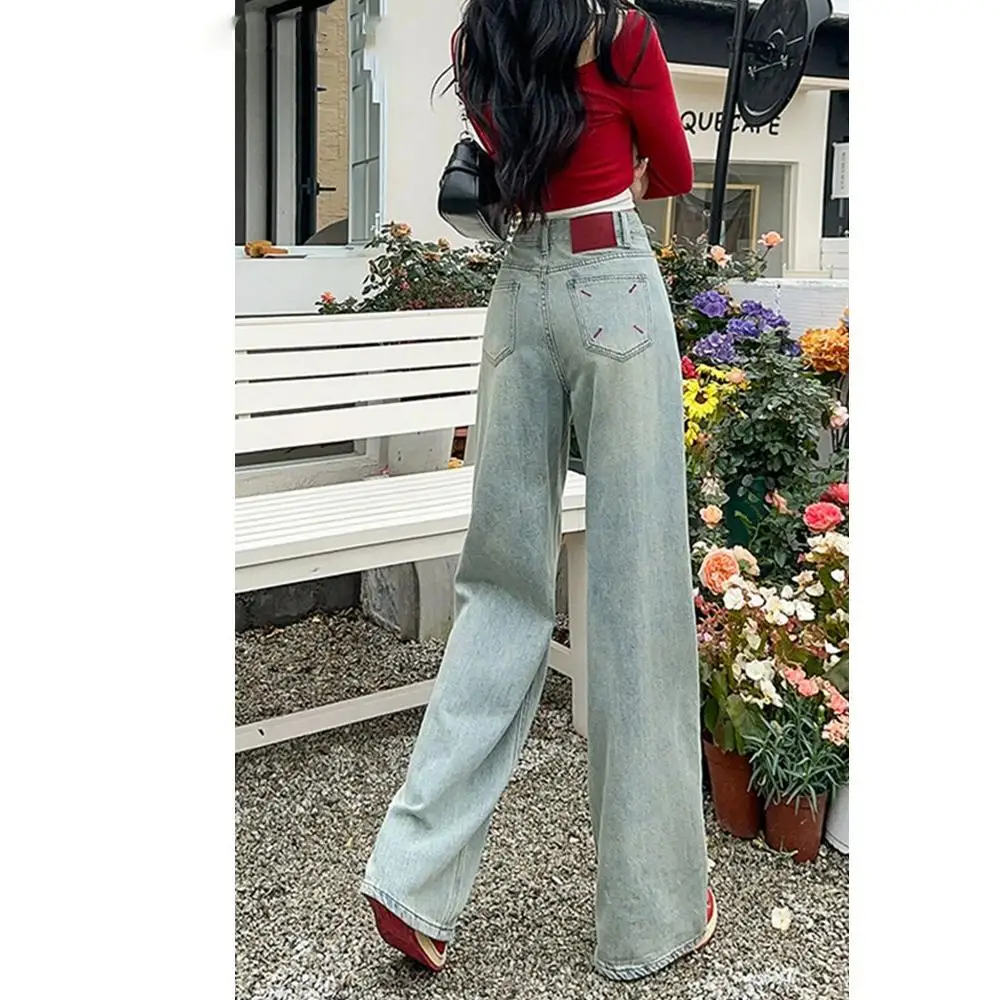 Slim Fit Summer Thin Wide Leg Jeans Women's Long Length Denim Pants High Waist Drapey Casual Blue Cotton Polyester
Slim Fit Summer Thin Wide Leg Jeans Women's Long Length Denim Pants High Waist Drapey Casual Blue Cotton Polyester