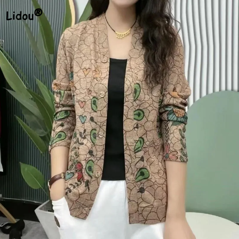 Women's Commute Casual Printed Button Cardigan Tops 2023 Spring Autumn Fashion Vintage Long Sleeve Knitted Coat Female Clothing
Women's Commute Casual Printed Button Cardigan Tops 2023 Spring Autumn Fashion Vintage Long Sleeve Knitted Coat Female Clothing