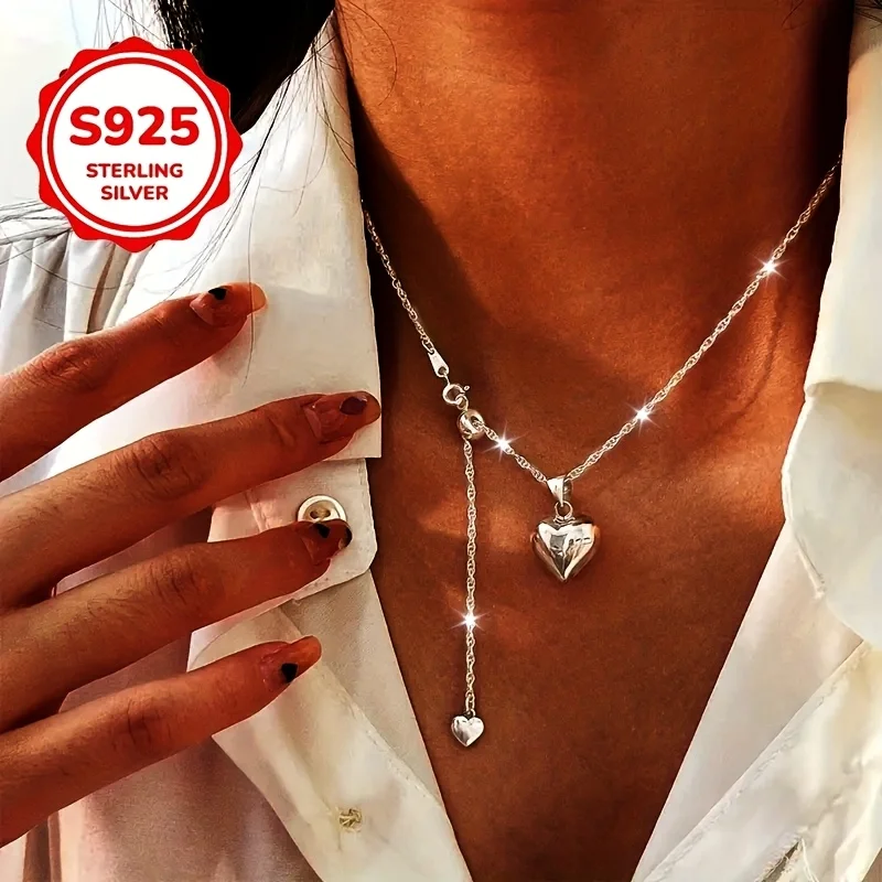 Stylish S925 Sterling Silver Heart Pendant Necklace for Casual Wear, Unique Design, Ladies Fashion Jewelry, Everyday and Party Accessories, Perfect Valentine's Day Gifts
Stylish S925 Sterling Silver Heart Pendant Necklace for Casual Wear, Unique Design, Ladies Fashion Jewelry, Everyday and Party Accessories, Perfect Valentine's Day Gifts