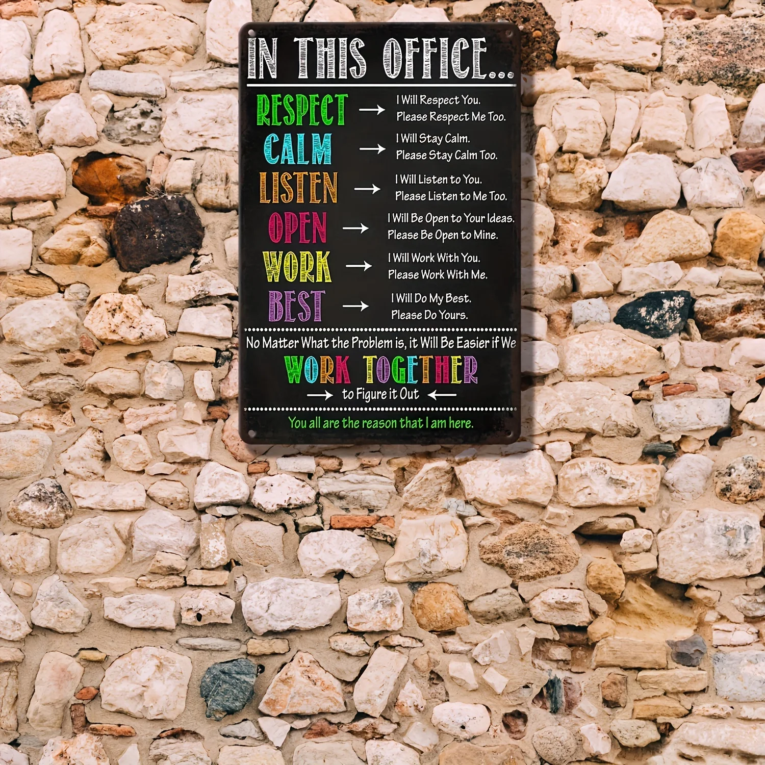 1pc Vintage Bohemian Iron Office Decor Sign - Teamwork & Positive Work Environment Motivational Wall Art with Colorful
1pc Vintage Bohemian Iron Office Decor Sign - Teamwork & Positive Work Environment Motivational Wall Art with Colorful