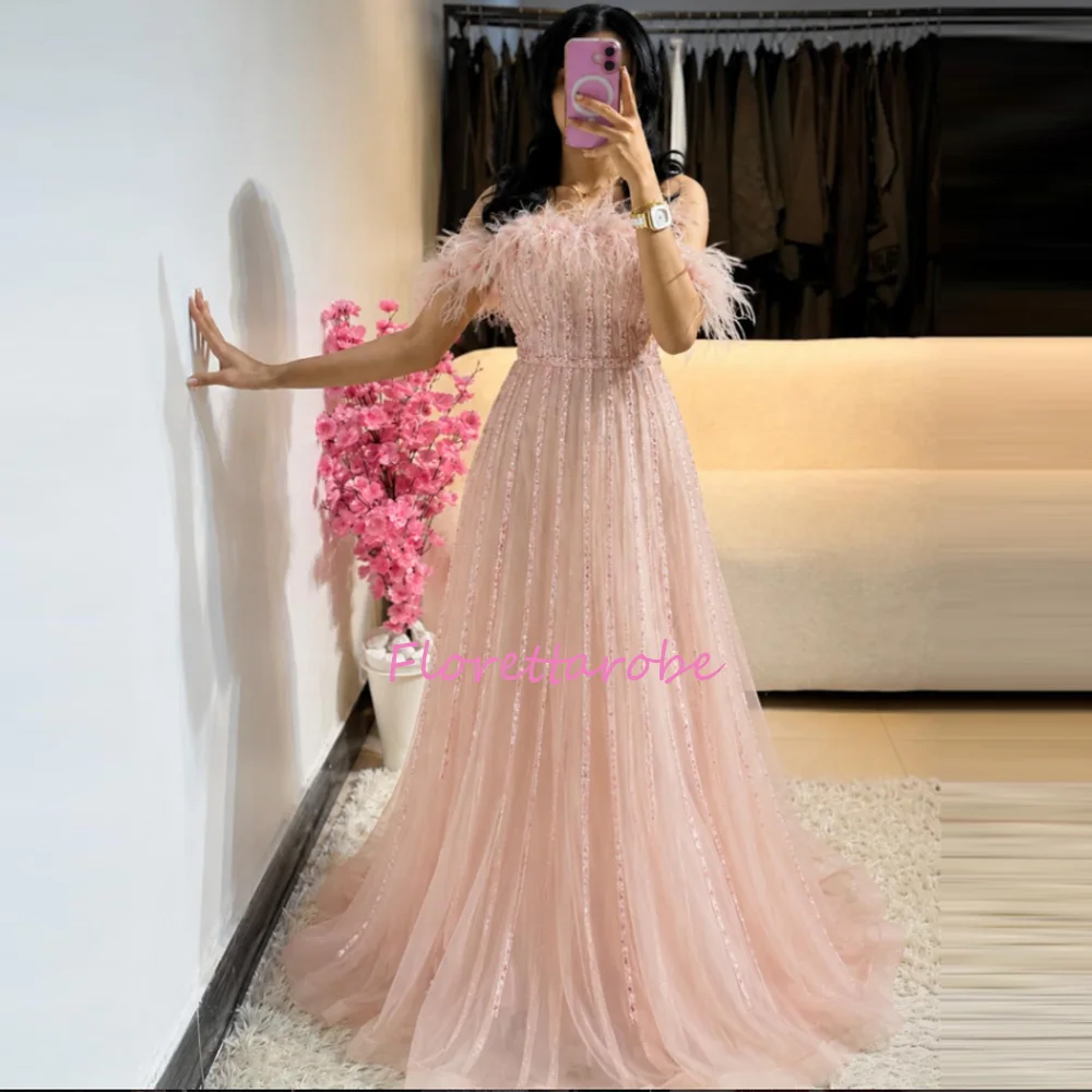 Elegant Long A Line Evening Dress with Feathers Sequins Beaded Modest Formal Prom Gowns for Women Customized
Elegant Long A Line Evening Dress with Feathers Sequins Beaded Modest Formal Prom Gowns for Women Customized