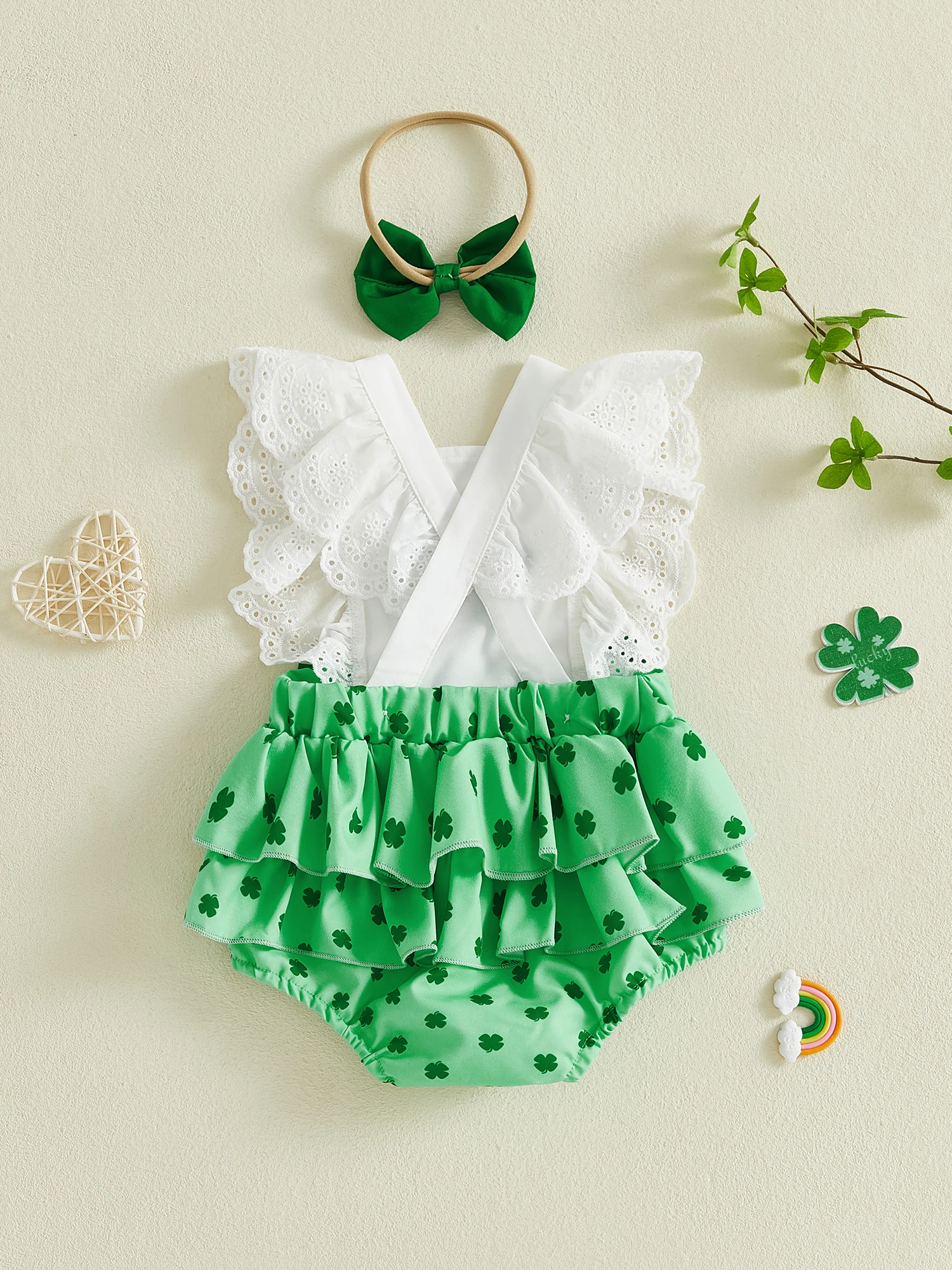 Adorable Baby Girl Floral Romper Set with Matching Headband Ruffle Sleeve Bodysuit and Bow Hair Accessory for Summer Outfit
Adorable Baby Girl Floral Romper Set with Matching Headband Ruffle Sleeve Bodysuit and Bow Hair Accessory for Summer Outfit