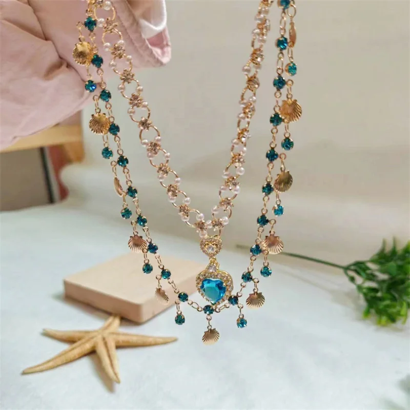 Popular Blue Love Shell Shape Double layered Necklace Gold Color Luxury Neck Accessories for Women Girls Fashion Accessories
Popular Blue Love Shell Shape Double layered Necklace Gold Color Luxury Neck Accessories for Women Girls Fashion Accessories