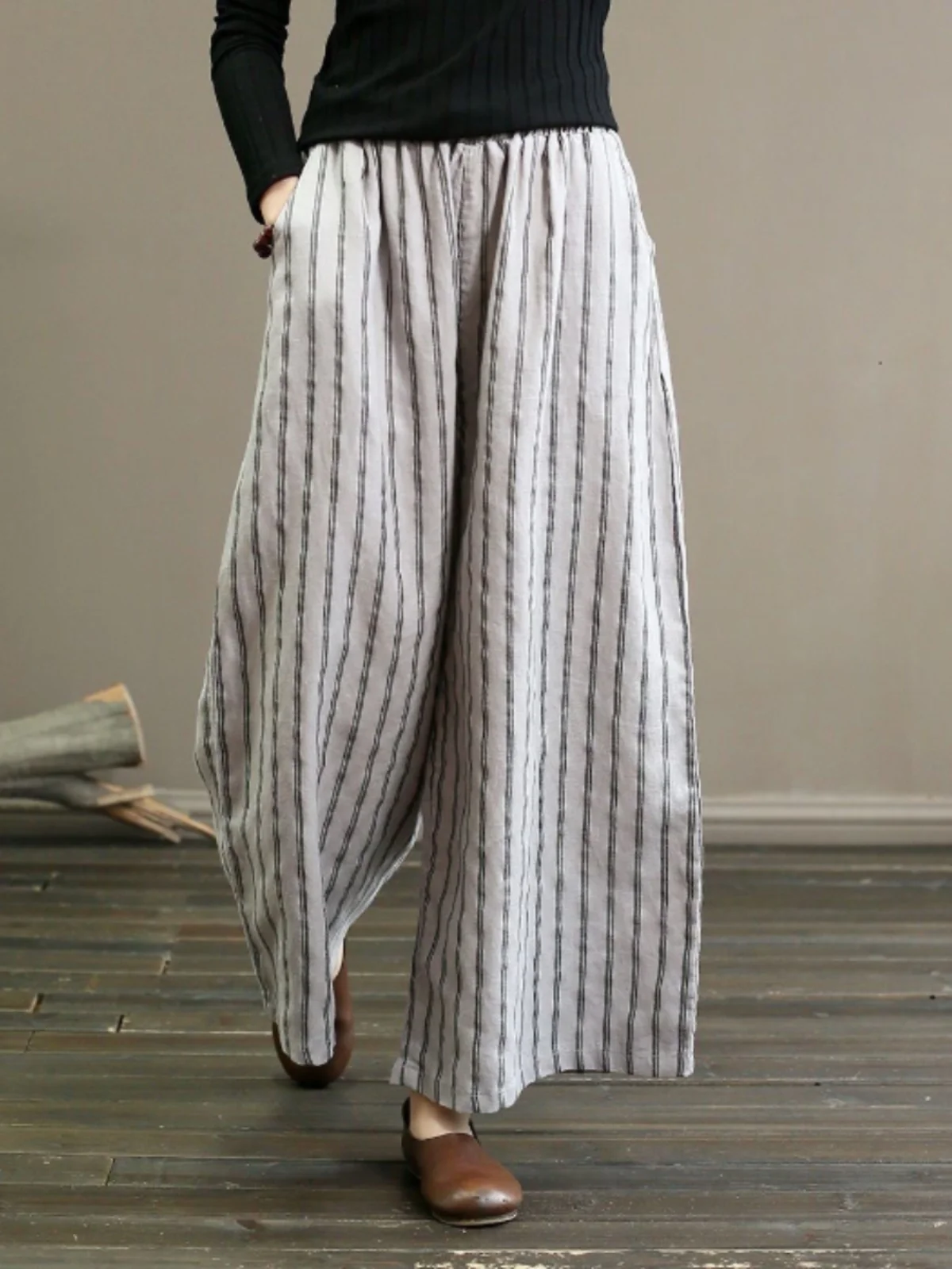 Slimming High Waist Cotton Linen Wide Leg Pants Women's Casual Trousers Vintage Striped Nine Points Drapey Summer Pants
Slimming High Waist Cotton Linen Wide Leg Pants Women's Casual Trousers Vintage Striped Nine Points Drapey Summer Pants