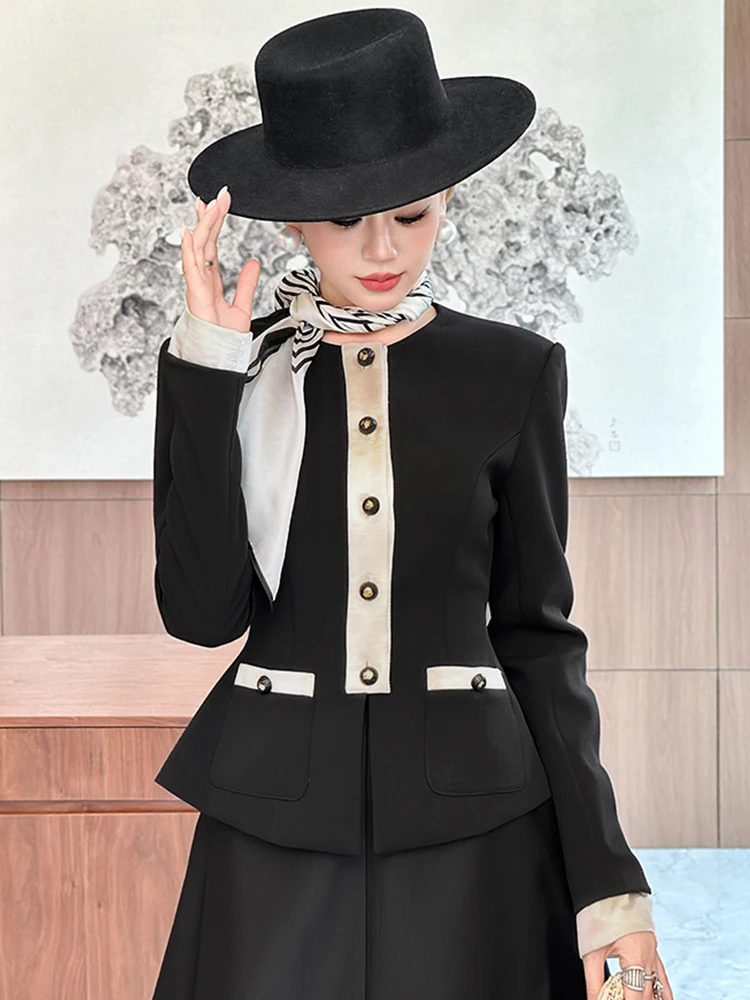 Для торжественных случаев, черный, белый цвет, костюм, женская элегантная женская одежда, тонкое пальто с круглым вырезом, пиджак, куртка Mujer, верхняя одежда, весна-осень, новинка
Для торжественных случаев, черный, белый цвет, костюм, женская элегантная женская одежда, тонкое пальто с круглым вырезом, пиджак, куртка Mujer, верхняя одежда, весна-осень, новинка