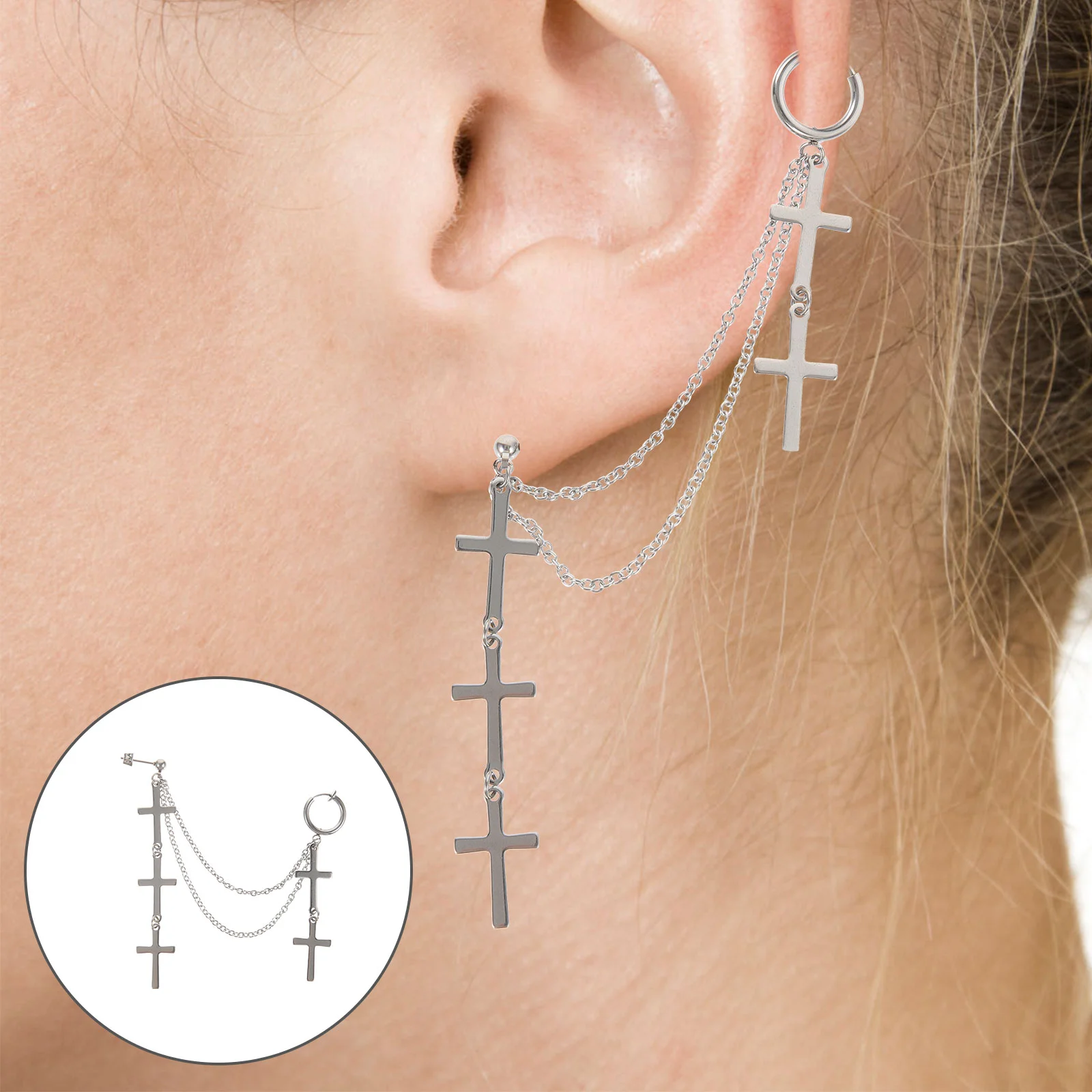 Cross Earrings Men's Mens Fashionable Pendant Chain for Women Punk Alloy Miss Hanging
Cross Earrings Men's Mens Fashionable Pendant Chain for Women Punk Alloy Miss Hanging