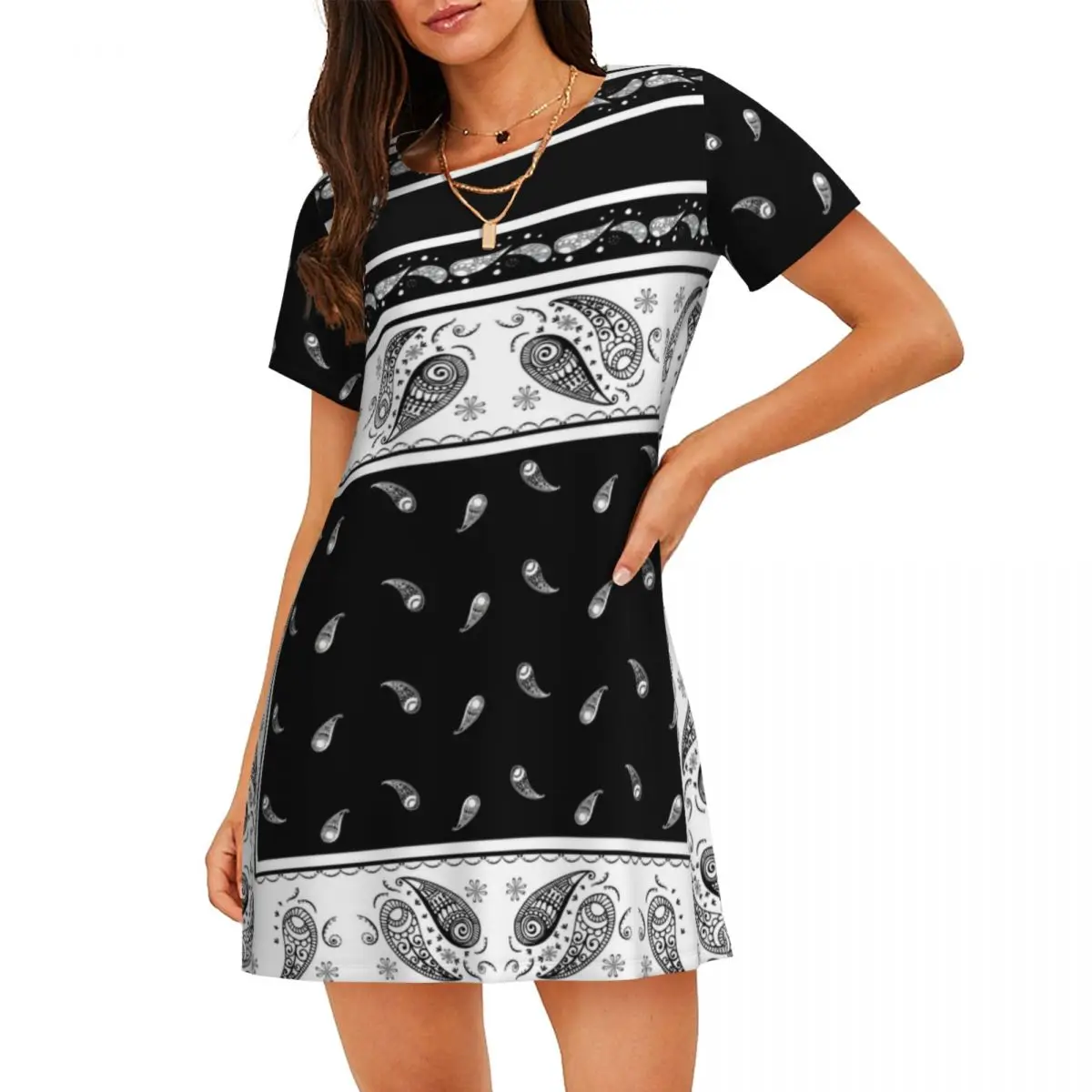 Custom Paisley Bandana Pattern Women's Short-Sleeved Nightdress Printed Bohemian Floral Style Short Sleeve Nightgowns Nightdress
Custom Paisley Bandana Pattern Women's Short-Sleeved Nightdress Printed Bohemian Floral Style Short Sleeve Nightgowns Nightdress