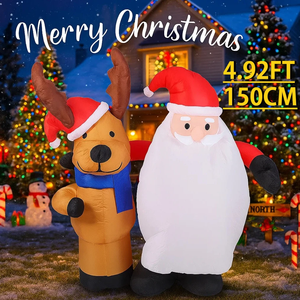 4,92 фута гигантская рождественская надувная игрушка Санта-Клауса с оленями со светодиодной подсветкой, рождественские принадлежности для двора, вечерние украшения для дома
4,92 фута гигантская рождественская надувная игрушка Санта-Клауса с оленями со светодиодной подсветкой, рождественские принадлежности для двора, вечерние украшения для дома