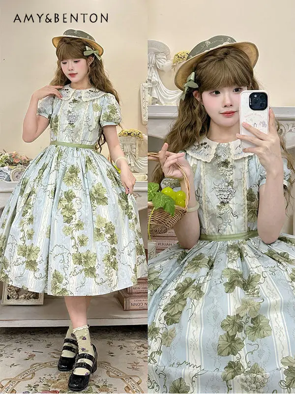 Pastoral Classical Elegant Lolita Style Op Short Sleeve Dress Cute Doll Collar Heavy Work Long Sleeve High Waist Slim Puff Dress
Pastoral Classical Elegant Lolita Style Op Short Sleeve Dress Cute Doll Collar Heavy Work Long Sleeve High Waist Slim Puff Dress