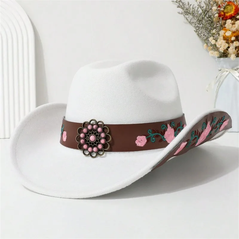 Leather flower embroidered hat wide-brimmed top ethnic style
Leather flower embroidered hat wide-brimmed top ethnic style