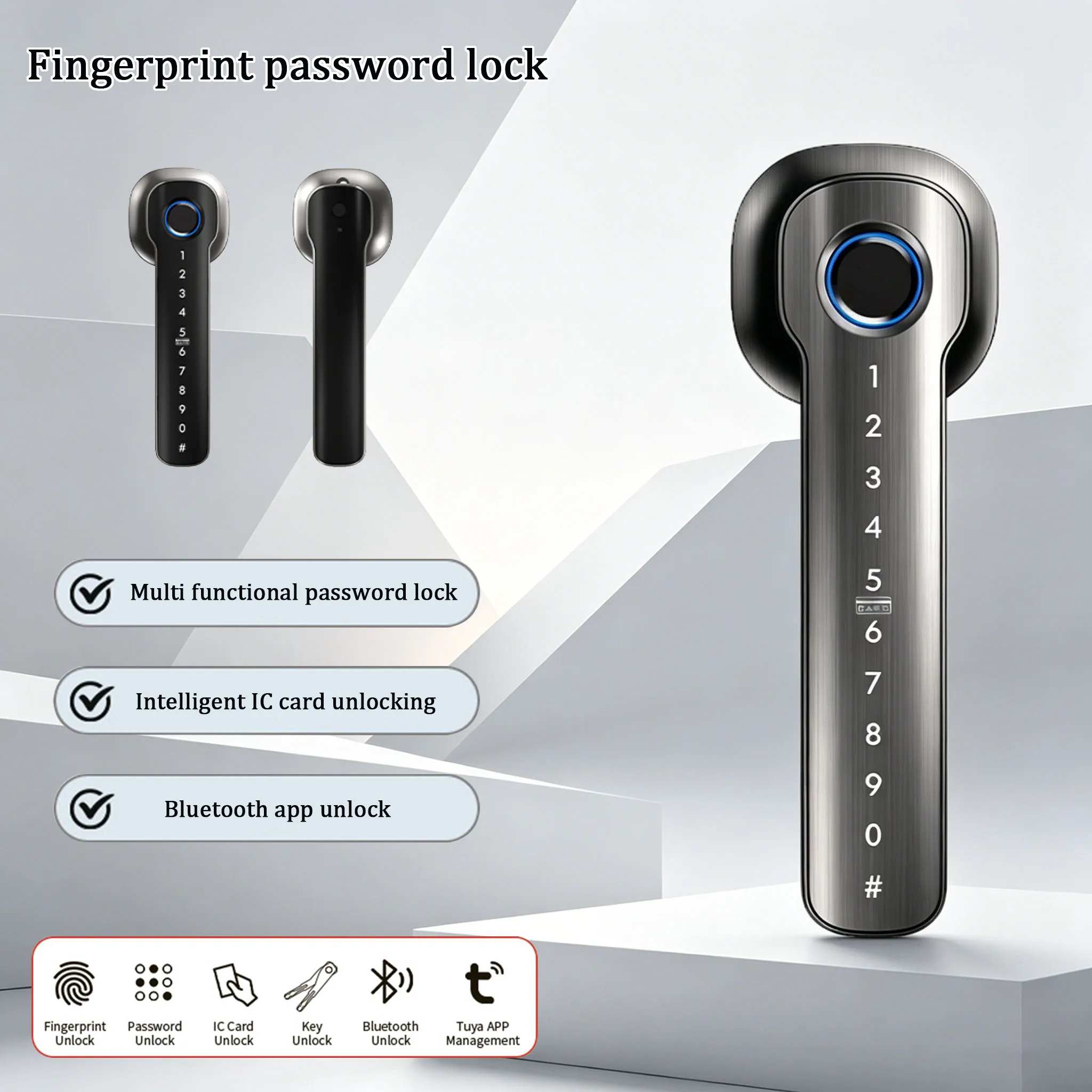 Tuya App Bluetooth Smart Fingerprint Door Lock Password Mechanical Key NFC Unlocking For Wooden Door Handle Lock
Tuya App Bluetooth Smart Fingerprint Door Lock Password Mechanical Key NFC Unlocking For Wooden Door Handle Lock