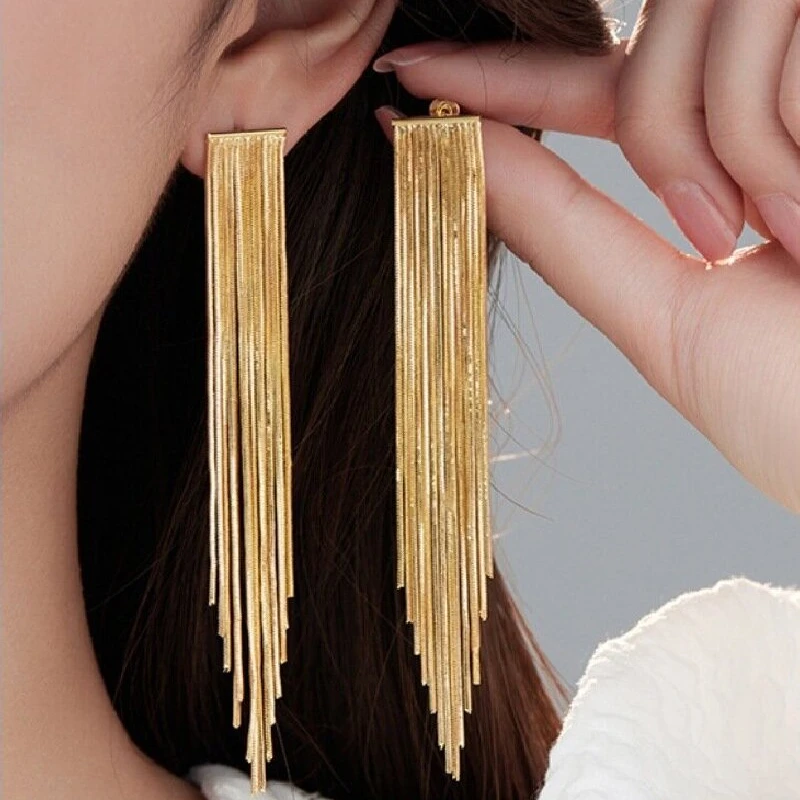 Ins Trendy Style Gold Silver Color Long Tassel Earrings Versatile Modern Earrings for Women Party Wedding Jewelry
Ins Trendy Style Gold Silver Color Long Tassel Earrings Versatile Modern Earrings for Women Party Wedding Jewelry
