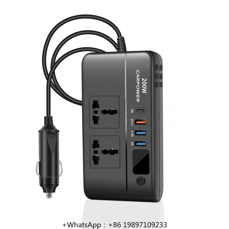 Popular 200W car inverter Multifunctional car inverter 12V to 220V fast charging head
Popular 200W car inverter Multifunctional car inverter 12V to 220V fast charging head