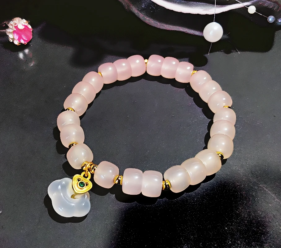 Jewelry Bracelet Fashion Pink Chalcedony Barrel Bead Auspicious Cloud Women's Bracelets Handmade Natural Healing Luck
Jewelry Bracelet Fashion Pink Chalcedony Barrel Bead Auspicious Cloud Women's Bracelets Handmade Natural Healing Luck