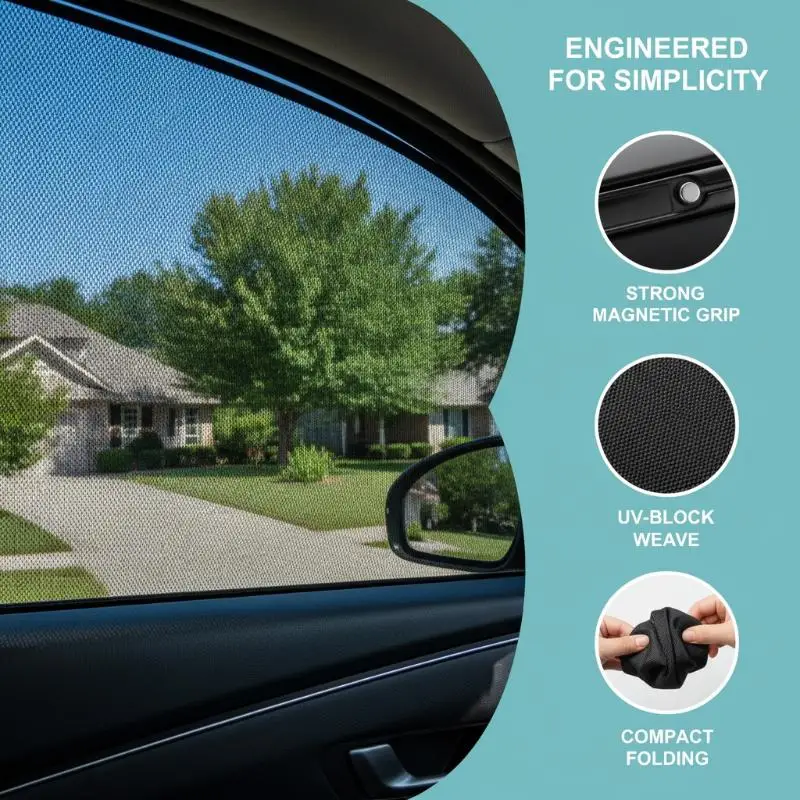 Magnetic Car Sunshade Cover - Black Mesh UV Protection Window Curtain for Side & Rear Windows, Summer Auto Accessories
Magnetic Car Sunshade Cover - Black Mesh UV Protection Window Curtain for Side & Rear Windows, Summer Auto Accessories