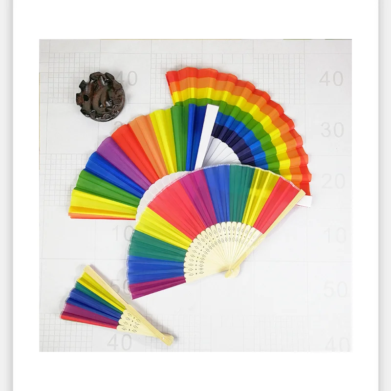 100pcs Colorful Rainbow Hand Fan Plastic Bamboo Bones Dacron Fan Hand Held Folding Fan Home Decoration Party Supplies NO137
100pcs Colorful Rainbow Hand Fan Plastic Bamboo Bones Dacron Fan Hand Held Folding Fan Home Decoration Party Supplies NO137