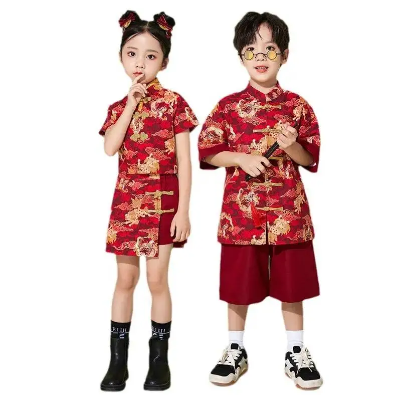 Kids Hanfu Costume Girls Red Top Skirts Sets Boys Red Top 2pcs Sets Chinese Traditional Kylin Pattern Clothing
Kids Hanfu Costume Girls Red Top Skirts Sets Boys Red Top 2pcs Sets Chinese Traditional Kylin Pattern Clothing