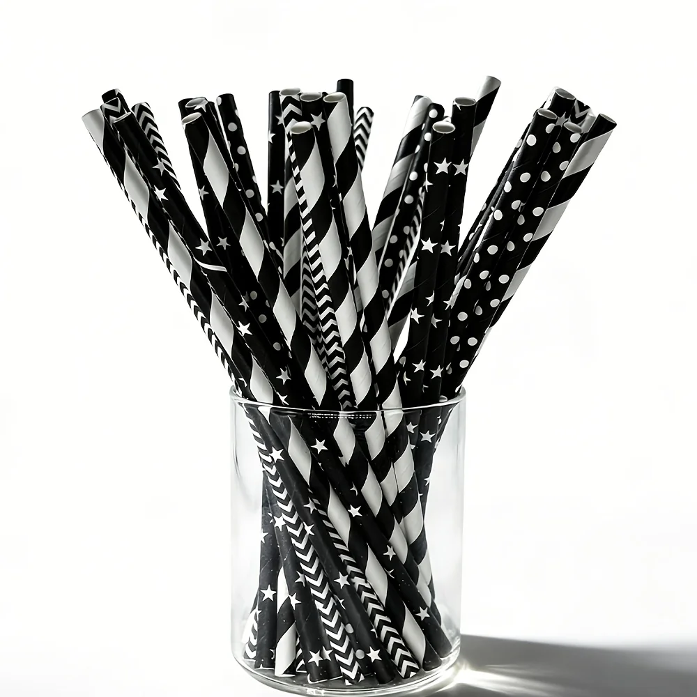100pcs of disposable black mixed color paper straws, 6-caliber holiday paper straws, 197mm juice coffee paper straws
100pcs of disposable black mixed color paper straws, 6-caliber holiday paper straws, 197mm juice coffee paper straws