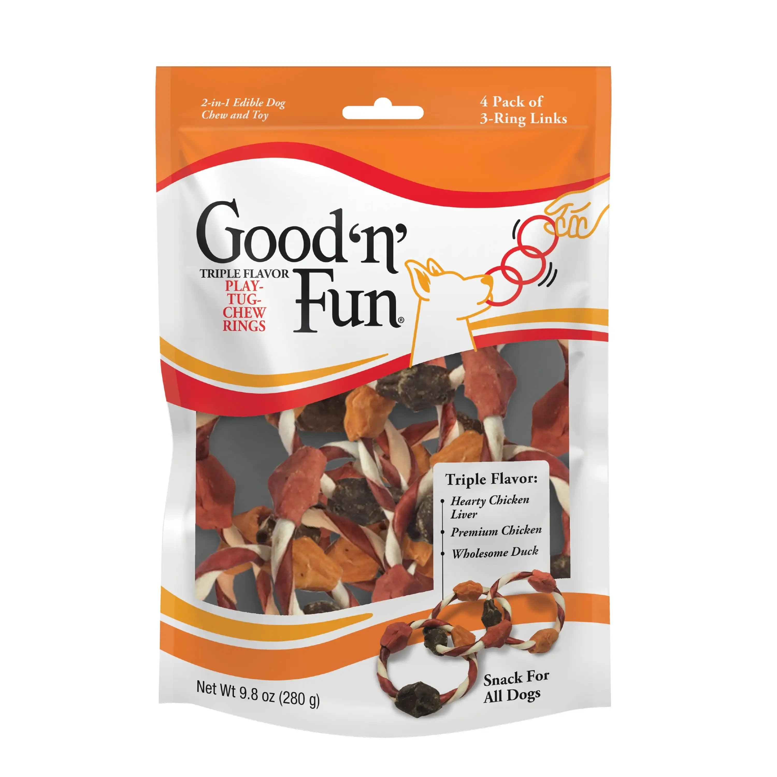 Жевательные кольца Good ’N' Fun с тройным вкусом Play-Tug, жевательные кольца из сырой кожи для всех собак, 4 шт.
Жевательные кольца Good ’N' Fun с тройным вкусом Play-Tug, жевательные кольца из сырой кожи для всех собак, 4 шт.