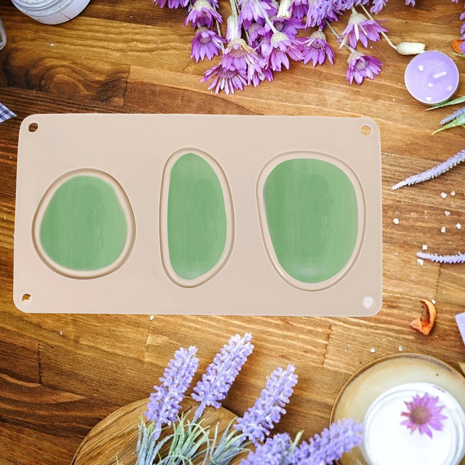 Silicone Soap Mold 3 Cavities Oval Shape Reusable Food Grade H made Cobblestone Plaster DIY Flexible Non Stick Practical 
Silicone Soap Mold 3 Cavities Oval Shape Reusable Food Grade H made Cobblestone Plaster DIY Flexible Non Stick Practical