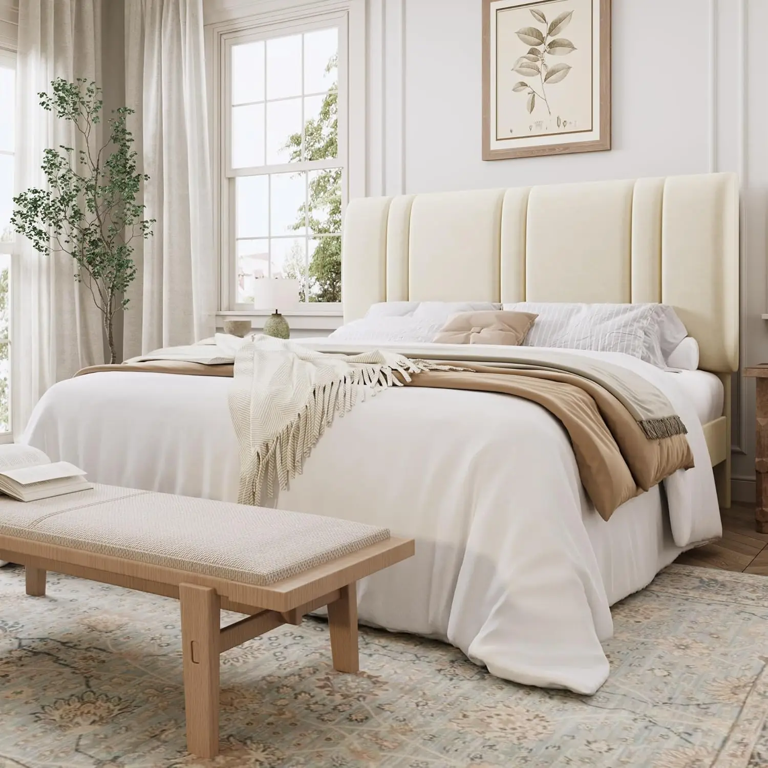 Queen Size Platform Bed Frame, Velvet Upholstered Bed with Adjustable Headboard, Vertical Channel Tufted Design,, Customized
Queen Size Platform Bed Frame, Velvet Upholstered Bed with Adjustable Headboard, Vertical Channel Tufted Design,, Customized