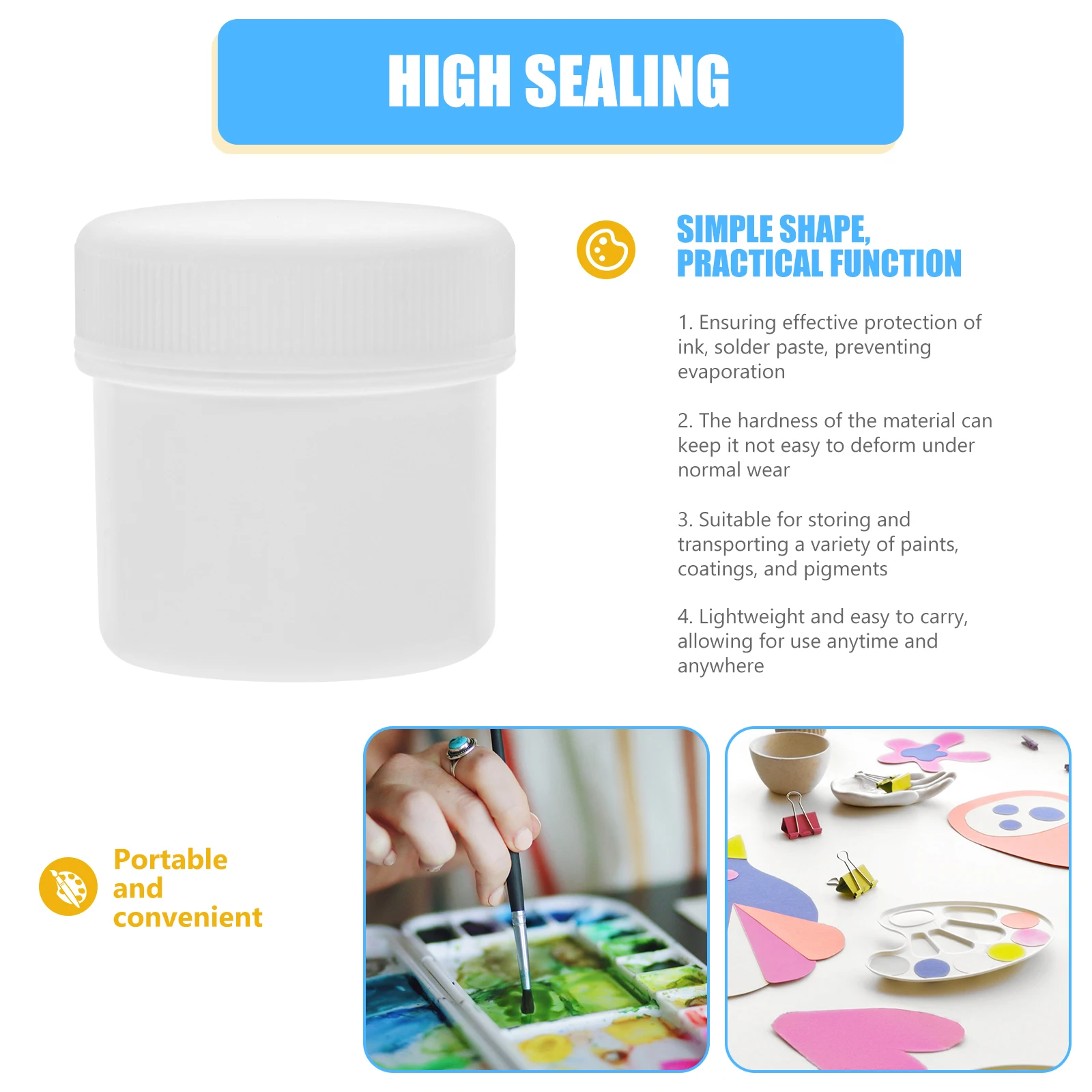 6pcs Sealed Jar Paint Storage Container Empty Oil Transparent Art Lid Coatings Pigments Solder Paste Reusable Portable Plastic
6pcs Sealed Jar Paint Storage Container Empty Oil Transparent Art Lid Coatings Pigments Solder Paste Reusable Portable Plastic