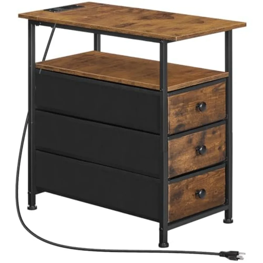 End Table Narrow Side Table with Charging Station Nightstand with 3 Non-Woven Fabric Drawers Bedside Table for Small Spaces for
End Table Narrow Side Table with Charging Station Nightstand with 3 Non-Woven Fabric Drawers Bedside Table for Small Spaces for