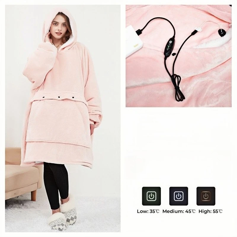 Plush Heating Oversized Wearable Blanket Hoodie with Sleeves Pocket Sherpa Fleece Warm Thick Hooded Sweatshirt Gift
Plush Heating Oversized Wearable Blanket Hoodie with Sleeves Pocket Sherpa Fleece Warm Thick Hooded Sweatshirt Gift