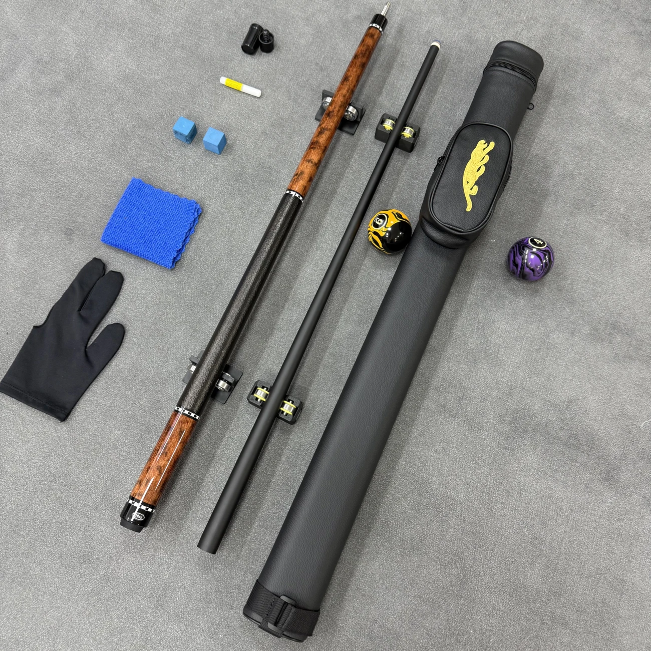 Premium Pool Cue 12.5mm Tip, Unique Grip & Bright Translucent Shaft, Leopard Embroidery Leather Case + Full Bonus Gifts
Premium Pool Cue 12.5mm Tip, Unique Grip & Bright Translucent Shaft, Leopard Embroidery Leather Case + Full Bonus Gifts