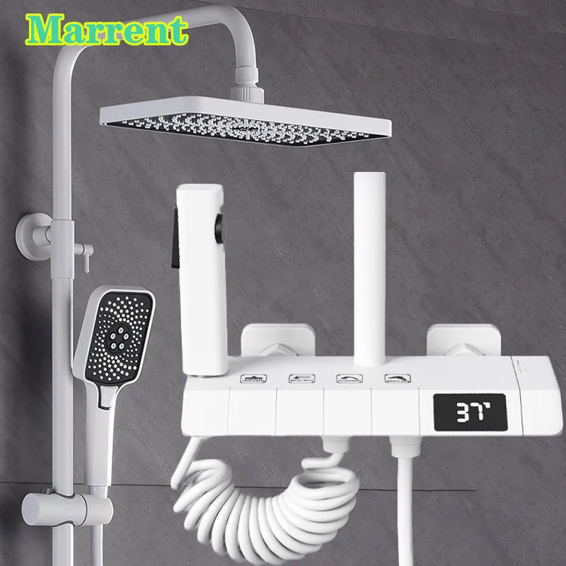 White Piano Digital Shower Set Luxury Hot Cold Piano Bathroom Shower Faucet Rainfall Shower Head Thermostatic Piano Shower Set
White Piano Digital Shower Set Luxury Hot Cold Piano Bathroom Shower Faucet Rainfall Shower Head Thermostatic Piano Shower Set