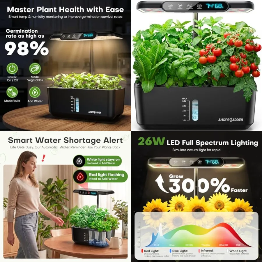 Hydroponics Growing System Herb Garden: Indoor Garden Kit with LED Grow Light and Smart Temp and Humidity Display - Plant Germi
Hydroponics Growing System Herb Garden: Indoor Garden Kit with LED Grow Light and Smart Temp and Humidity Display - Plant Germi