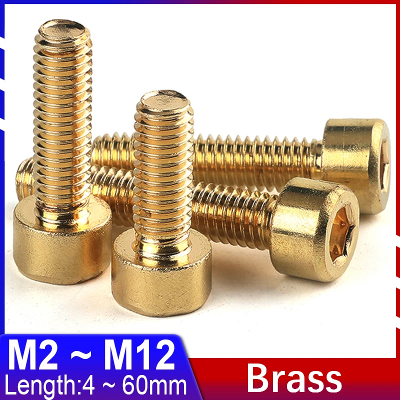 Brass Hexagon Socket Head Machine Screw Flat Thread Cup Head Bolts Allen Copper Screws C006 DIN912 M2 M2.5 M3 M4 M5 M6 M8M10 M12
Brass Hexagon Socket Head Machine Screw Flat Thread Cup Head Bolts Allen Copper Screws C006 DIN912 M2 M2.5 M3 M4 M5 M6 M8M10 M12