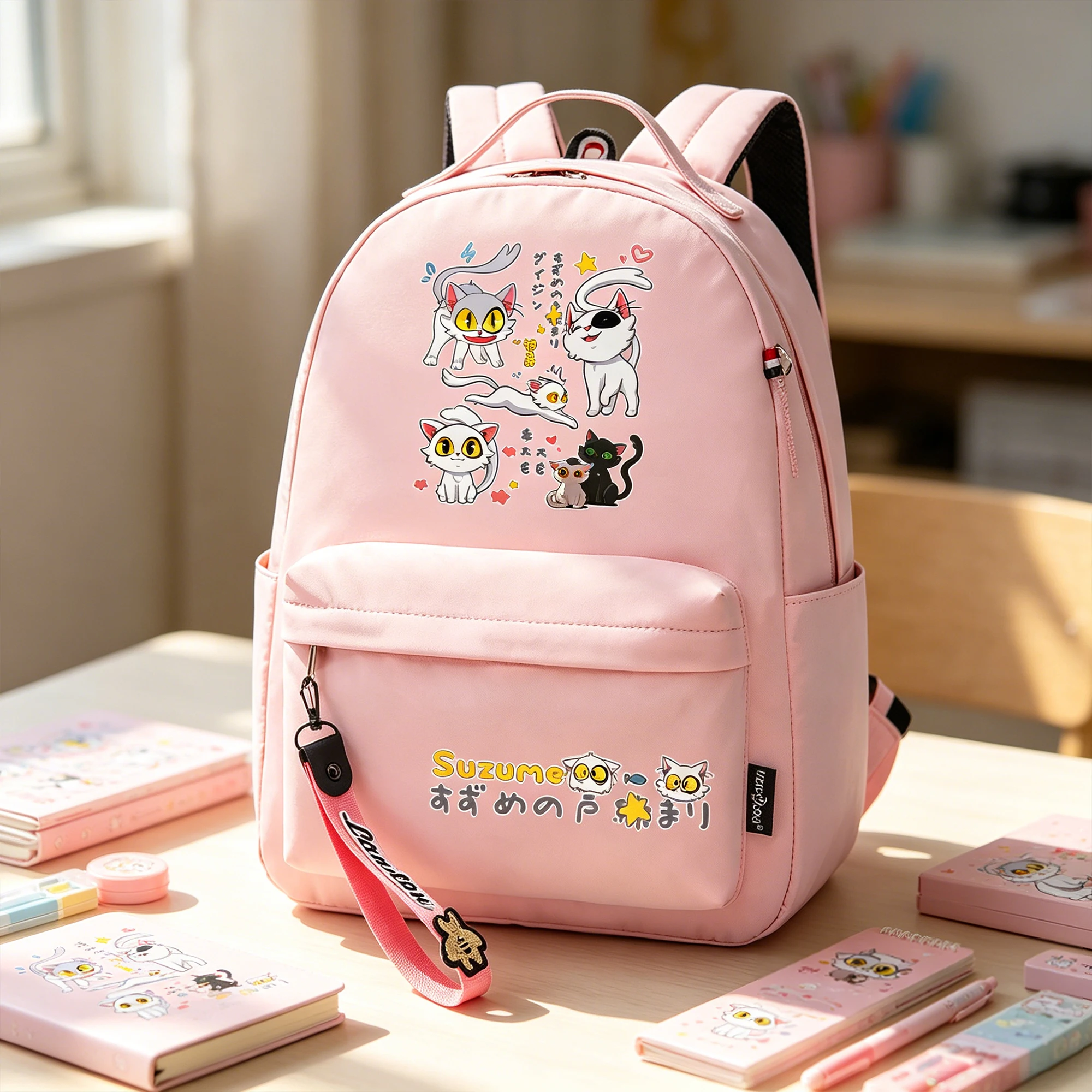 Suzume no Tojimari Kawaii School Bags Anime Bookbag Cute Cat Cartoon Shoulder Bags Pink Travel Backpack Unisex Casual Daypack
Suzume no Tojimari Kawaii School Bags Anime Bookbag Cute Cat Cartoon Shoulder Bags Pink Travel Backpack Unisex Casual Daypack