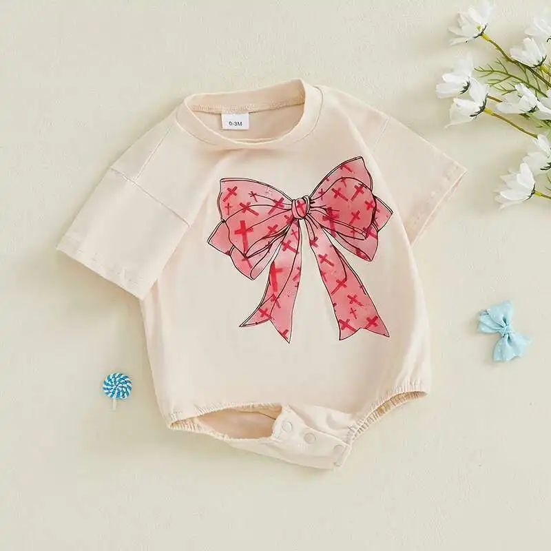 Infant Baby Girls Romper Baby Girls Short Sleeve Round Neck Bow Printed Playsuit Jumpsuits Summer Newborn Clothes
Infant Baby Girls Romper Baby Girls Short Sleeve Round Neck Bow Printed Playsuit Jumpsuits Summer Newborn Clothes