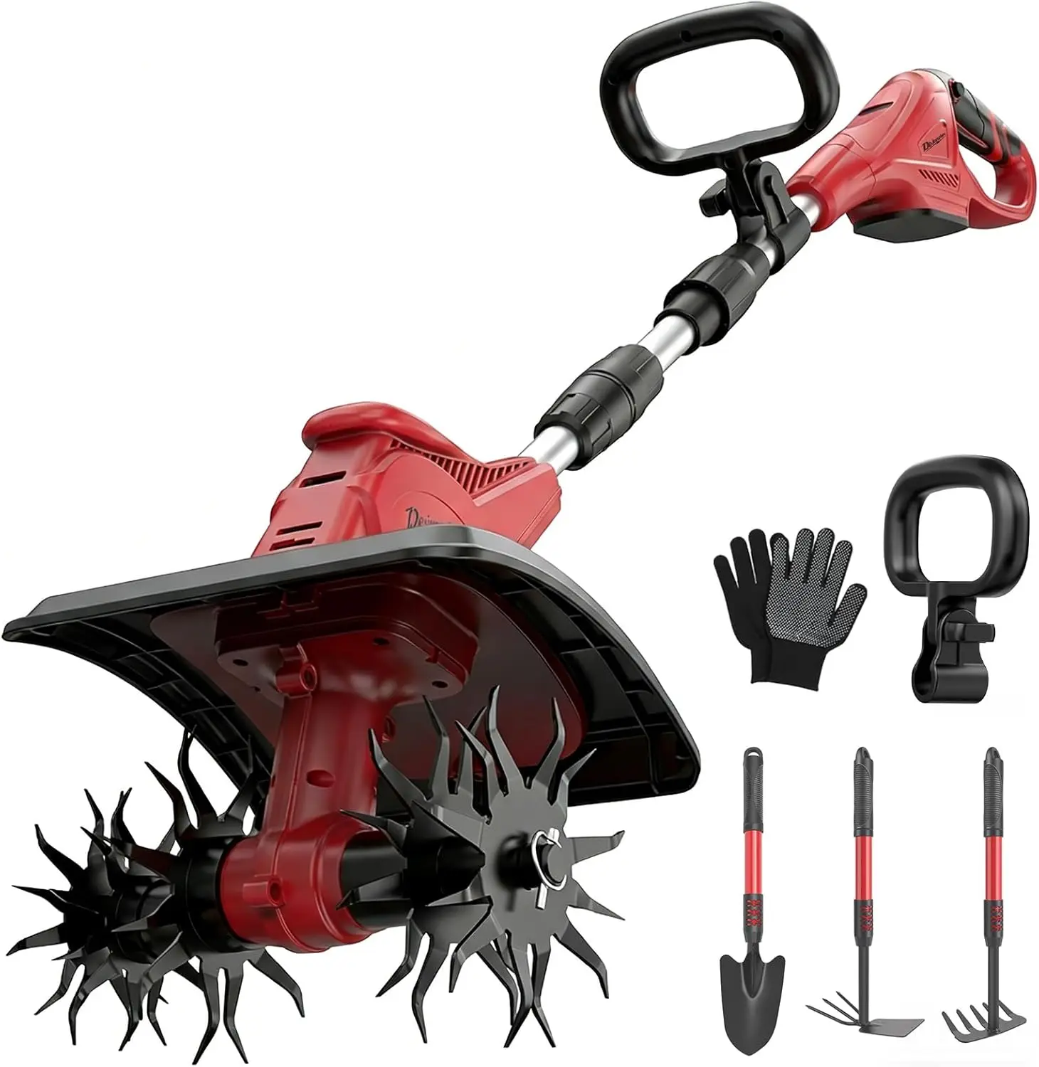 Cordless Tiller Cultivator, 310RPM Electric Rototiller with 40 Steel Tines, 9.1In Width & 6.3In Depth, Folding Design
Cordless Tiller Cultivator, 310RPM Electric Rototiller with 40 Steel Tines, 9.1In Width & 6.3In Depth, Folding Design