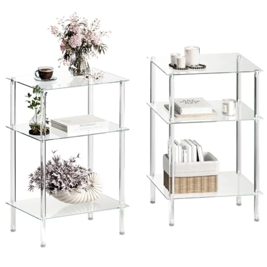 Tempered Glass Side Tables Set of Acrylic End Table with Storage Shelve Bedside simplicity clear - Nightstands small Spaces Off
Tempered Glass Side Tables Set of Acrylic End Table with Storage Shelve Bedside simplicity clear - Nightstands small Spaces Off