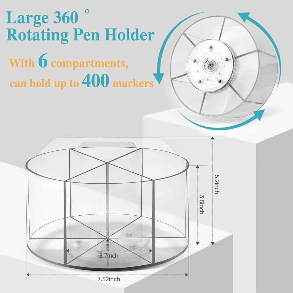 Large Acrylic Pen Holder for Desk, 6 Slots 360Caddy Art Supply Organizer Crayon Organizers for Office School
Large Acrylic Pen Holder for Desk, 6 Slots 360Caddy Art Supply Organizer Crayon Organizers for Office School