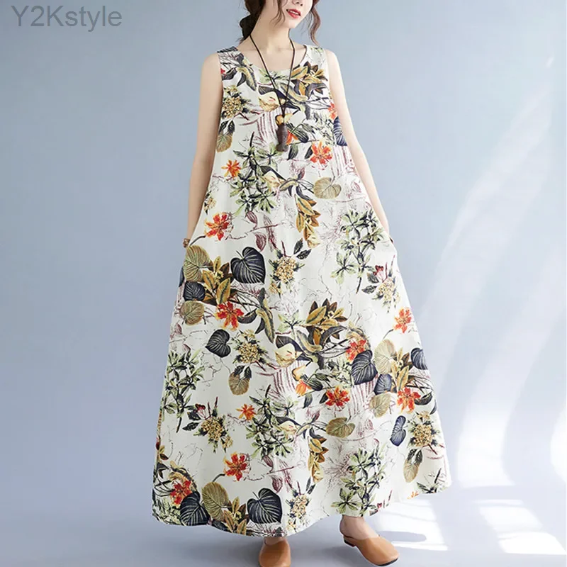 Sleeveless Beach Style Dress 2024 New Arrival Loose Summer Dress Cotton Blend Print Floral Vintage Women Travel Casual Dress
Sleeveless Beach Style Dress 2024 New Arrival Loose Summer Dress Cotton Blend Print Floral Vintage Women Travel Casual Dress