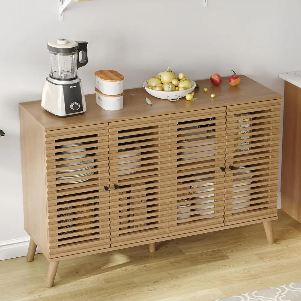 47" W Buet Cabinet with 4 Slatted Do, -Century Buet Sideboard with Shelves, Accent Storage Caupboard ole or Living Room Kitchen
47" W Buet Cabinet with 4 Slatted Do, -Century Buet Sideboard with Shelves, Accent Storage Caupboard ole or Living Room Kitchen