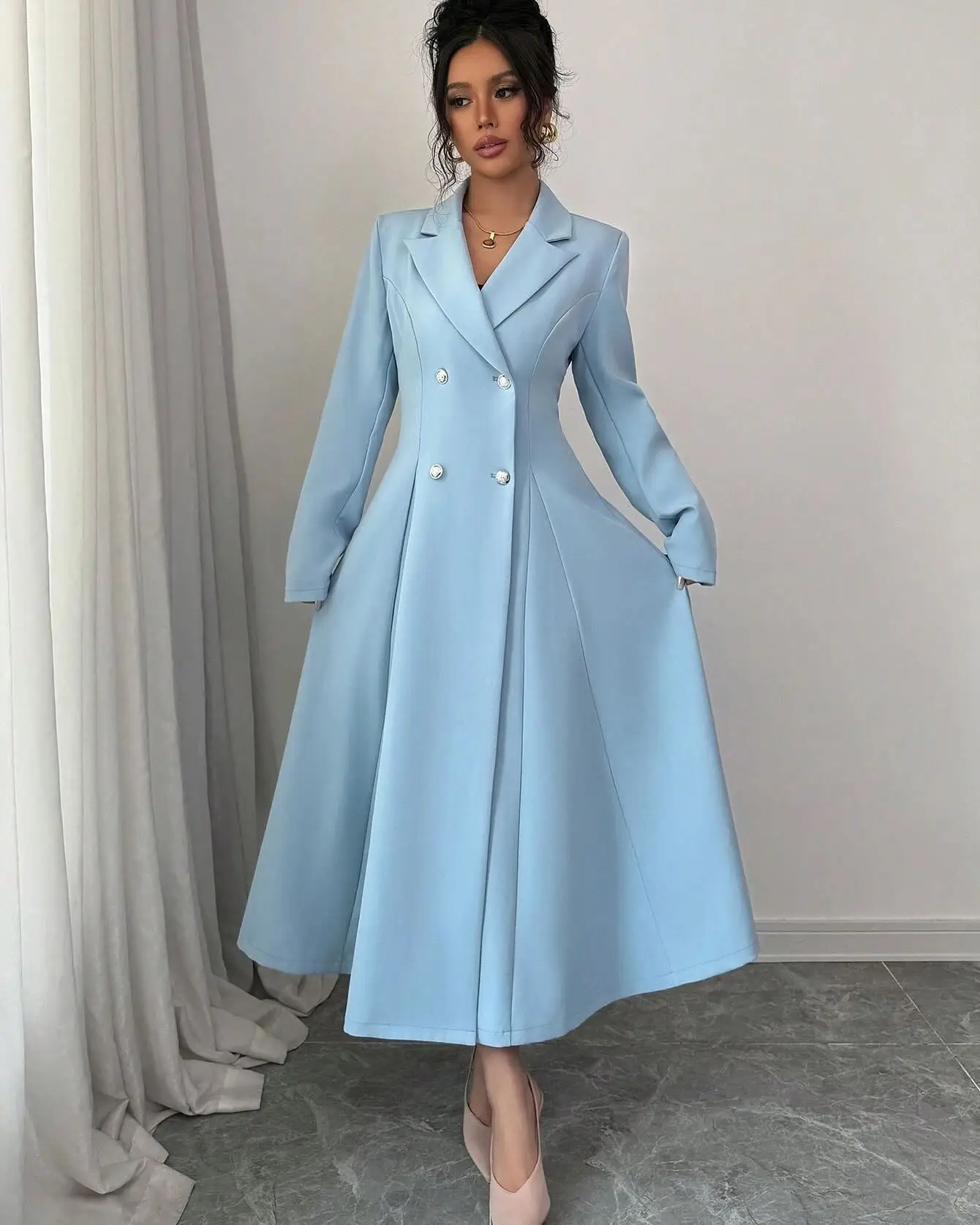 Customized Formal Jersey Buttons Evening Dresses Temperament Long Sleeves V-Neck Celebrity Gowns Custom Size Vestido De Noche
Customized Formal Jersey Buttons Evening Dresses Temperament Long Sleeves V-Neck Celebrity Gowns Custom Size Vestido De Noche