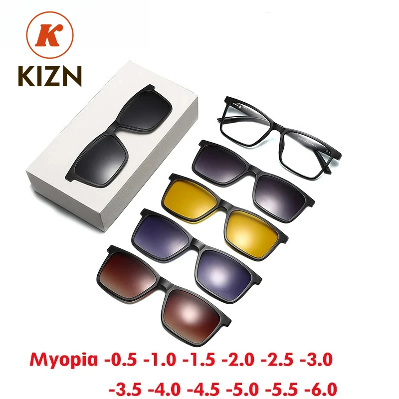 KIZN 1 Frame Square Magnetic Sunglasses for Men And Women with +5 Clips Polarized Custom Prescription Fashion Spectacles
KIZN 1 Frame Square Magnetic Sunglasses for Men And Women with +5 Clips Polarized Custom Prescription Fashion Spectacles