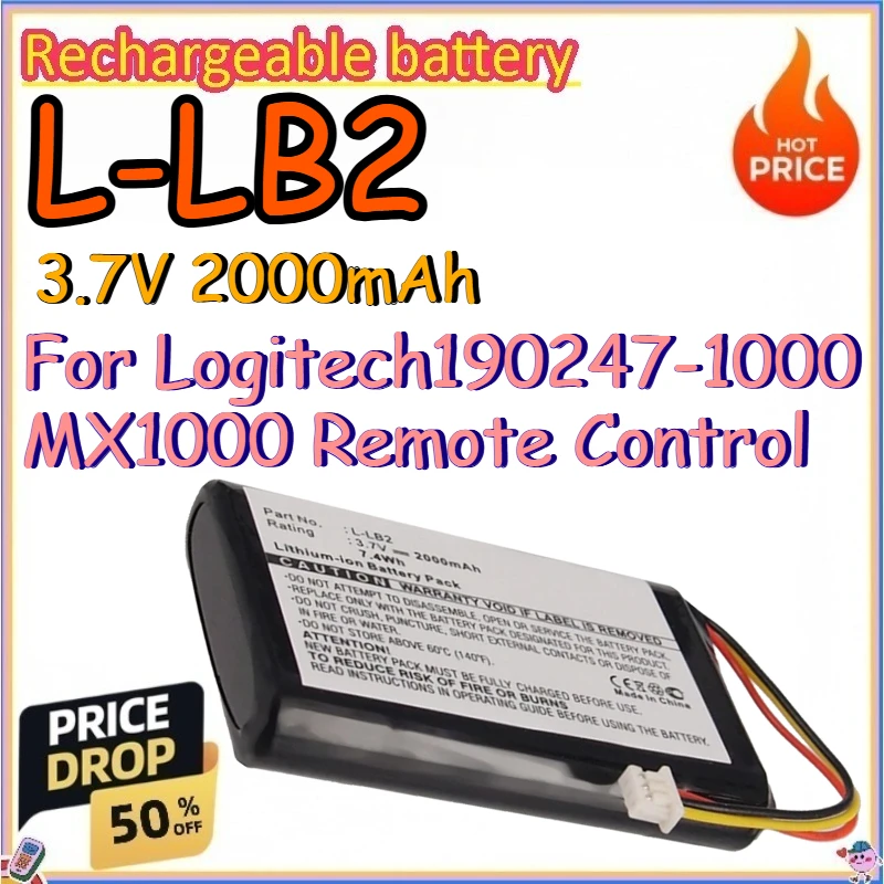 L-LB2 3.7V 2000mAh Rechargeable Battery for Logitech190247-1000 MX1000 Remote Control Replace Lithium-ion Batteries
L-LB2 3.7V 2000mAh Rechargeable Battery for Logitech190247-1000 MX1000 Remote Control Replace Lithium-ion Batteries